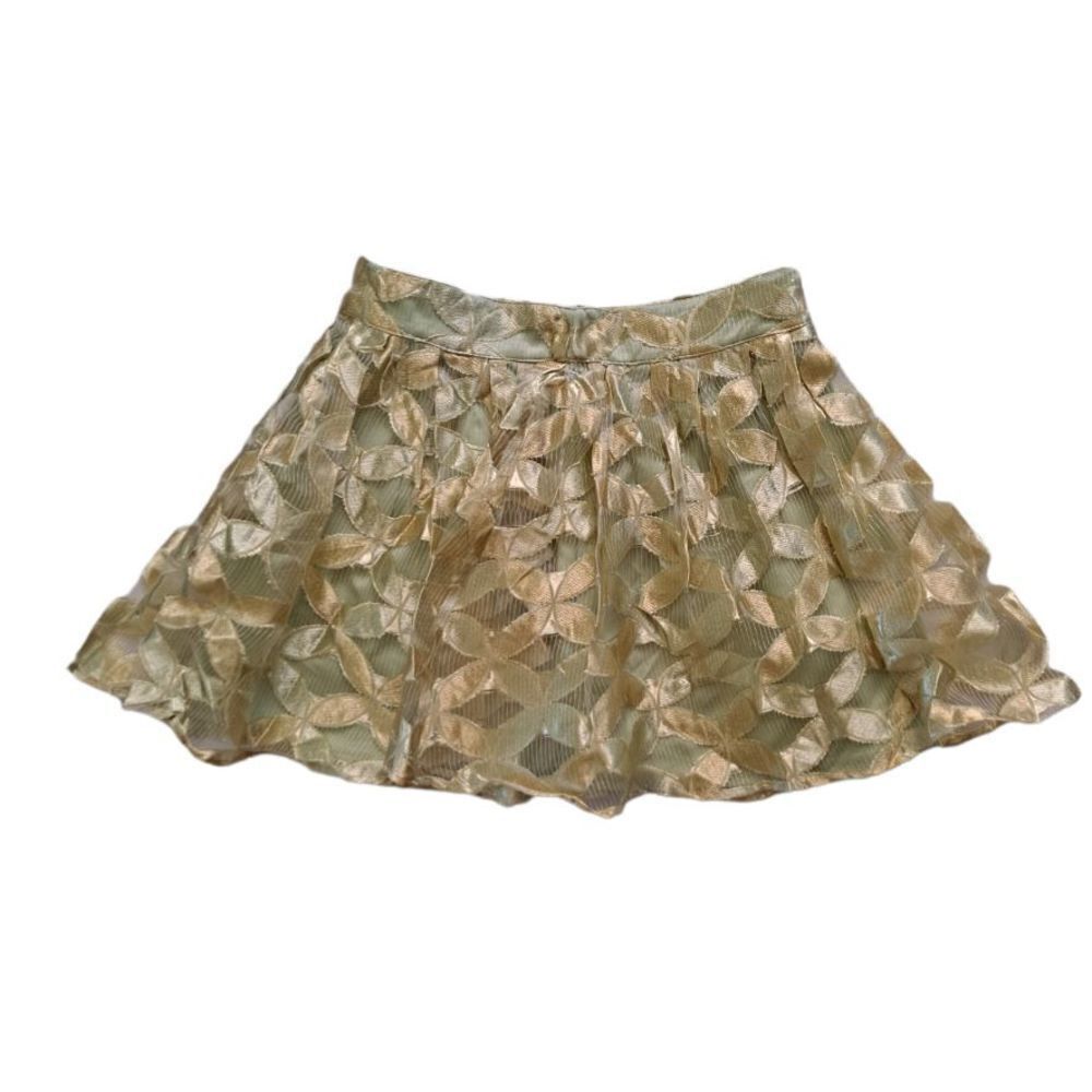Love Riche Embroidered Overlay Pleated Lined Skirt Large